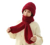 Protezione dell'udito integrata, antivento, calda, invernale, con cappuccio per donna, 2 in 1, sciarpa e cappello, set antivento, c, Taglia unica