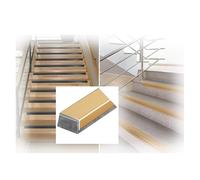 Protezione for bordi scale esterne in metallo- Protezione for bordi scale,per Scuole Asili Nido Scale Interne Esterne,Profilo for gradini antiruggine(Gold,3x2cm)