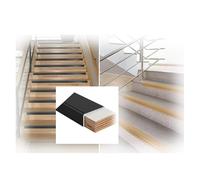 Protezione for bordi scale esterne in metallo- Protezione for bordi scale,per Scuole Asili Nido Scale Interne Esterne,Profilo for gradini antiruggine(Black,7x3cm)