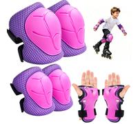 Protezione Kit Bambini 6 in 1, Set Protezioni con Ginocchiere Gomitiere e P Rosa