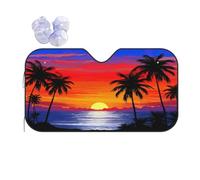 Protezione Parabrezza Protettore Bloom Florals Palm Trees At Sunset 03 Resistente Parasole per Parabrezza Anteriore Auto Coprisole Auto per La Maggior Parte dei Veicoli Facile da Usare S