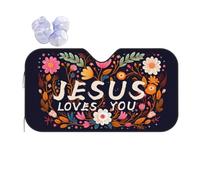 Protezione Parabrezza Protettore Jesus Loves You Christianty Monogram 02 Resistente Protezione Solare Contro I Raggi UV Windshield Sunshade per Facile da Usare Berline S