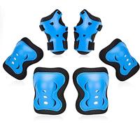 Protezione Pattini Bambino, Ginocchiere | Gomitiere | Tutore Polso Protezioni Set per Bambini, Sicurezza Set per Ciclismo Pattinando Pattinare Pattinaggio in Linea Skateboard Scooter (Blu)