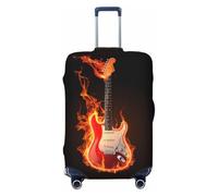 Protezione per bagagli per chitarra con fiamme di fuoco, copertura elastica per bagagli, antigraffio, antipolvere, adatta per bagagli da 56 a 61 cm, Multicolore, XL