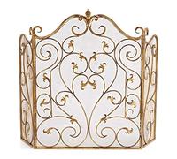 Protezione per caminetto a 3 pannelli - Parascintille dorata per sicurezza per bambini, copertura per recinto antincendio per soggiorno con copertura parascintille con design a scorrimento decorativo