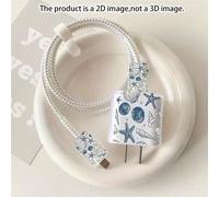 Protezione per cavo dati con motivo a conchiglia blu a stella, compatibile con caricabatterie Apple ricarica rapida 18-20W, semplice anti-rottura, regalo essenziale, sensazione premium, prolunga la du