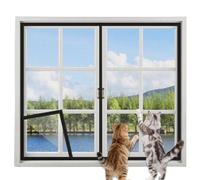 Protezione per finestra di sicurezza per gatti, anti-zanzare, con cerniera centrale verticale, autoadesiva, antigraffio, per finestre, balcone, animali domestici, per tenere fuori insetti e zanzare (C