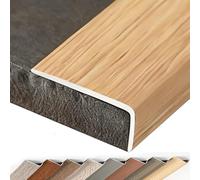 Protezione per i bordi delle scale, 101,6 cm, antiscivolo, profilo a L in alluminio, profilo per gradini, venature del legno, striscia di transizione (rovere chiaro, 2 x 3,5 cm)