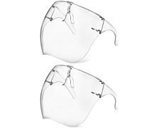 Protezione per il viso con occhiali, visiera trasparente anti-appannamento, riutilizzabile, maschera protettiva in plastica anti-spruzzi, per donne, uomini e bambini