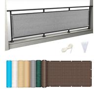 Protezione per la privacy per balcone, 75 x 800 cm, protezione solare dai raggi UV, con fascette e cordini, colore grigio, per migliorare il tuo spazio esterno