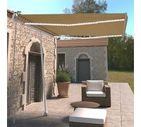 Protezione per la privacy per il balcone, la tettoia della porta di casa, con braccio articolato, retrattile, con LED, 300 x 250 cm, giallo e bianco, adatto per porta, terrazza, balcone