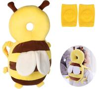 Protezione per la testa del bambino, traspirante, con ginocchiere, cuscino e ginocchiere, ideale per bambini che imparano a gattonare e camminare, a forma di api (giallo)
