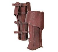 Protezione per Le Gambe in Pelle Medievale, Mezzo Gotico Gambali Cavaliere Gamba Kit Armatura Uomo Cavaliere Copriscarpe Ghetta Costume Cosplay, Stile Medievale (Marrone)