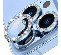 Protezione per obiettivo fotocamera per iPhone 11-16 Pro Max, con strass e glitter | Cornice in metallo in vetro temperato 9H | Copertura 5D completa, anti-graffio/impermeabile/anti-impronta | Adatto