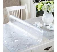 Protezione per tavolo, in PVC trasparente, spessore 1,5 mm, resistente al calore, copertura trasparente per tavolo, 90 x 140 cm