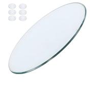 Protezione per tavolo in vetro temperato trasparente spesso 8 mm, con cuscinetti antiscivolo, diametro 90 cm, resistente per proteggere le superfici e stile