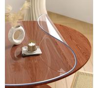 Protezione per tavolo rotondo in PVC trasparente, 1,5 mm, resistente al calore e all'acqua, per mobili in legno, finitura satinata, 125 cm / 50in, durevole e facile da pulire
