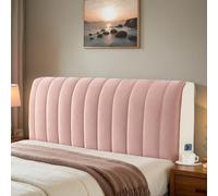 Protezione per testiera imbottita in velluto completamente chiusa con tasca portaoggetti, copertura decorativa lavabile per camera da letto, hotel e camera degli ospiti