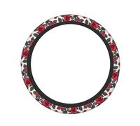 Protezione per volante auto, antiscivolo, pratica, con stampa floreale rosa rossa, accessorio pratico per auto e camion