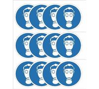 Protezione respiratoria, Maschera antigas obbligatoria icona adesivo set 12 pezzi.