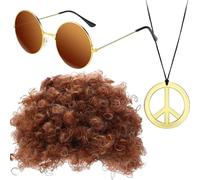 Protezione solare parrucca afro - Tonalità afro ricci, Occhiali da sole parrucca discoteca | per capelli hippie con parrucca afro, Occhiali da sole, Collana da discoteca per uomo
