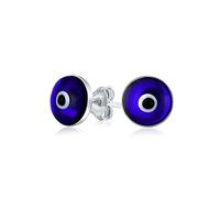 Protezione Spirituale Orecchini A Perno Con Occhio Maligno Nazar Blu Navy Per Donne Adolescenti Vetro Di Murano .925 Argento 925 9Mm Made In Turkey