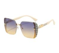 Protezione UV 2024 neue quadratische Sonnenbrille Damenmode trendige Outdoor-Sonnenbrillen UV400 Party Sonnenbrille, Beige, Taglia unica