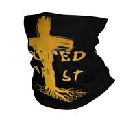 Protezione UV Cerchietto per Capelli,Jesus Cross Pray Verse Rooted in Christ Gold,Decorazione facciale Lavabile Sciarpa a Mezza Faccia per Estivo Pesca Escursionismo 26X30cm