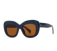 Protezione UV Moda Retrò Occhiali Da Sole Oversize Per Le Donne Degli Uomini Cat Eye Rivetto di Lusso Femminile Tendenza Tonalità UV400 Occhiali, Blu e marrone., Taglia unica