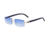 Protezione UV Retro Frameless Occhiali da sole da uomo Diamond-grain Specchio Gamba Per Le Donne Occhiali Da Sole Occhiali Da Sole, Blu, Taglia unica