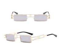 Protezione UV Retro Punk Rettangolo Occhiali Da Sole Per Le Donne Moda Scava Fuori Montature In Metallo Steampunk Sfumature Uomini Occhiali Specchio UV400, Tyj178-8, Taglia unica