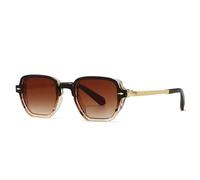 Protezione UV Retro Rivetti Quadrati Per Le Donne Occhiali Da Sole Di Lusso Moda Sfumature Sfumature UV400 Uomini Tendenza Occhiali Da Sole, Gradiente del tè marrone, Taglia unica
