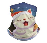 Protezione UV Sciarpa al Collo, Ghetta Cute Cat Sing Christmas Carols Antivento Headwrap per Sports Pesca Ciclismo