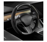 Protezione Volante Automobile Per Tesla Per Modello 3 Y Coprivolanti Per Auto Protezione Per Interni Auto In Pelle Scamosciata In Pelle PU(Zwart)