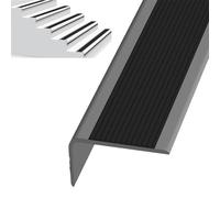 Protezioni Autoadesive Impermeabili Antiscivolo per Bordi per Scale Interne Ed Esterne Realizzate in Gomma Resistente all'Usura Modanatura A Forma di L per Scale, Width 7cm Gray-Black, 5m/197in