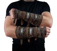 Protezioni per braccia medievali - Steampunk retrò cavalieri in pelle - Bracciali per uomini e donne, 2