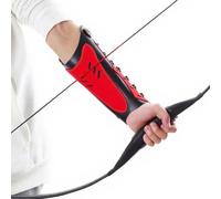 Protezioni per il Braccio in Pelle Fatte a Mano, Guanto da Tiro con L'arco, Regolabile per la Caccia, Protezione per il Braccio da Tiro, Polsino, Bracciale Unisex Medievale(Red)