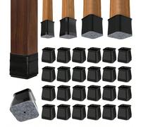 Protezioni per le gambe della sedia, 24/16/8 pezzi, quadrate, in feltro grigio di alta qualità, pattini per mobili proteggi pavimento in legno duro, trasparenti, con coperture in silicone per le gambe