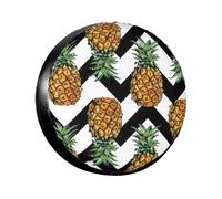 Protezioni per pneumatici personalizzate con ananas con stampa a righe bianche e nere per tutte le stagioni, adatte per ruote da 14 a 17 pollici