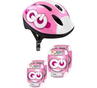 Stamp Combo Rosa Casco + Gomitiere Ginocchiere Skid Control Unisex-Youth, Pink, 50-56 cm