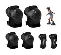 Protezioni Set per Bambini, 6 in 1 Protettivi Kit per Bambini 3-8 Anni con Ginocchiere e Gomitiere Set di Gomitiere Sportivi per Skateboard Pattinaggio in Bicicletta, nero