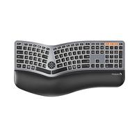 ProtoArc EK01 Plus Tastiera Ergonomica Retroilluminata Bluetooth Full Size Wireless Split Keyboard con Dual Bluetooth e USB, Poggiapolsi Imbottito, Ricaricabile per Windows/Mac/Android, Grigio Nero