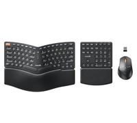 ProtoArc EKM04 Tastiera Ergonomica Mouse USB Wireless 2.4GHz Tastiera Ergo Mouse Combo con Tastiera Numerica Separata Design Split Poggiapolsi Rigido, Ricaricabile, per Windows Desktop/PC/Laptop