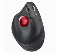 ProtoArc EM05 NL Mouse Trackball verticale senza fili, mouse ergonomico con Bluetooth, ricaricabile, per computer portatile, connessione a 3 dispositivi, compatibile con iPad, Mac, Windows, PC-Red