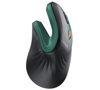 ProtoArc Mouse Ergonomico, EM11 NL Mouse Verticale Senza Fili Mouses Ottico Ricaricabile con 3 Porte Dispositivi (2*Bluetooth &USB), 3 DPI Regolabili per Computer, iPad, Mac, Windows - Nero Verde
