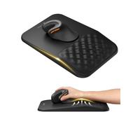 ProtoArc Tappetino per mouse con supporto per il polso, in pelle PU, con design massaggiante, per alleviare il dolore, base antiscivolo in PU, impermeabile, in morbida memory foam, tappetino per mouse