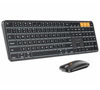 ProtoArc Tastiera e mouse Bluetooth retroilluminato per Mac, KM100-A tastiera wireless multi-dispositivo mouse per Mac, full size ricaricabile per MacBook Pro/Air, iPhone, iPad, nero