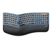 ProtoArc Tastiera Ergonomica Bluetooth Retroilluminata EK01 Plus Full Size Wireless Split Keyboard con Dual Bluetooth e USB, Poggiapolsi Imbottito, Ricaricabile, Compatibile con Windows/Mac/Android,