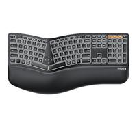 ProtoArc Tastiera Ergonomica Bluetooth Retroilluminata EK01 Plus Full Size Wireless Split Keyboard con Dual Bluetooth e USB, Poggiapolsi Imbottito, Ricaricabile, Compatibile con Windows/Mac/Android,