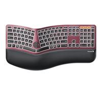 ProtoArc Tastiera Ergonomica Senza Fili Retroilluminata EK01 Plus Full Size Ergo Keyboard con Poggiapolsi, Design Split, Ricaricabile, Bluetooth e USB, Digitazione Naturale per Windows/Mac/Android,
